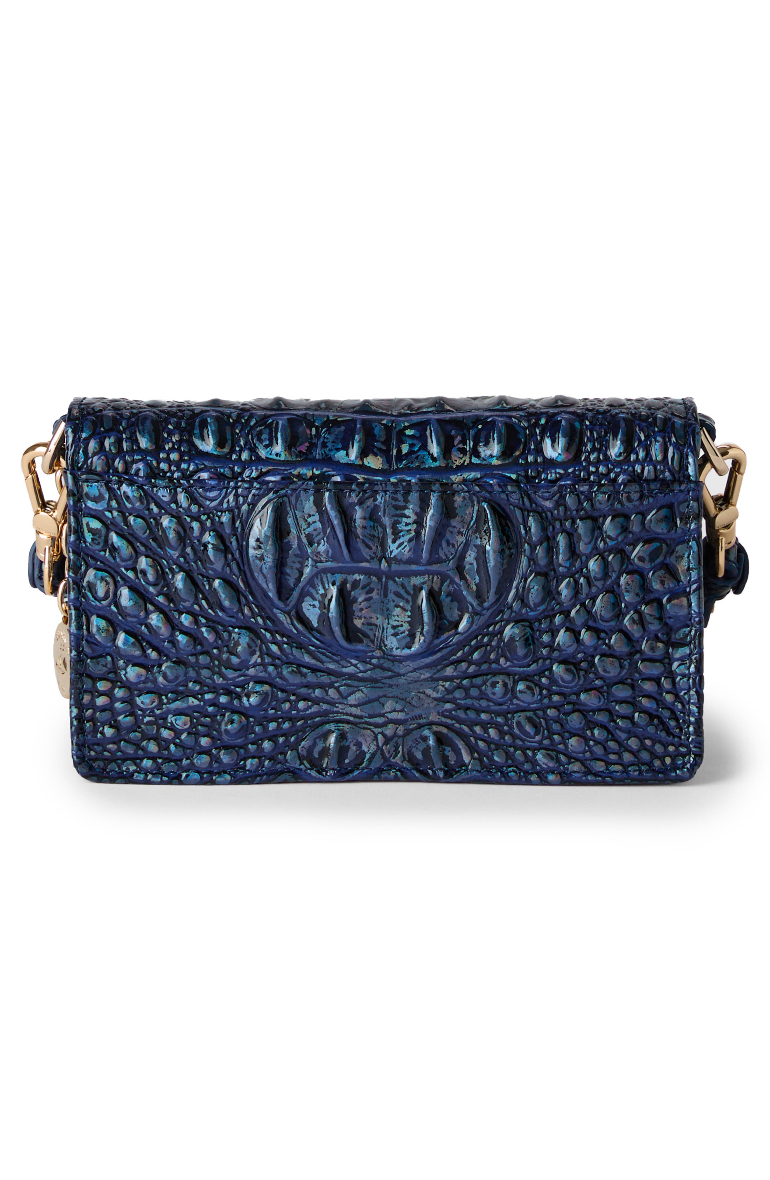 Brahmin Minuette Croc Embossed Leather Crossbody Bag, Alternate, color, Royal Blue Melbourne