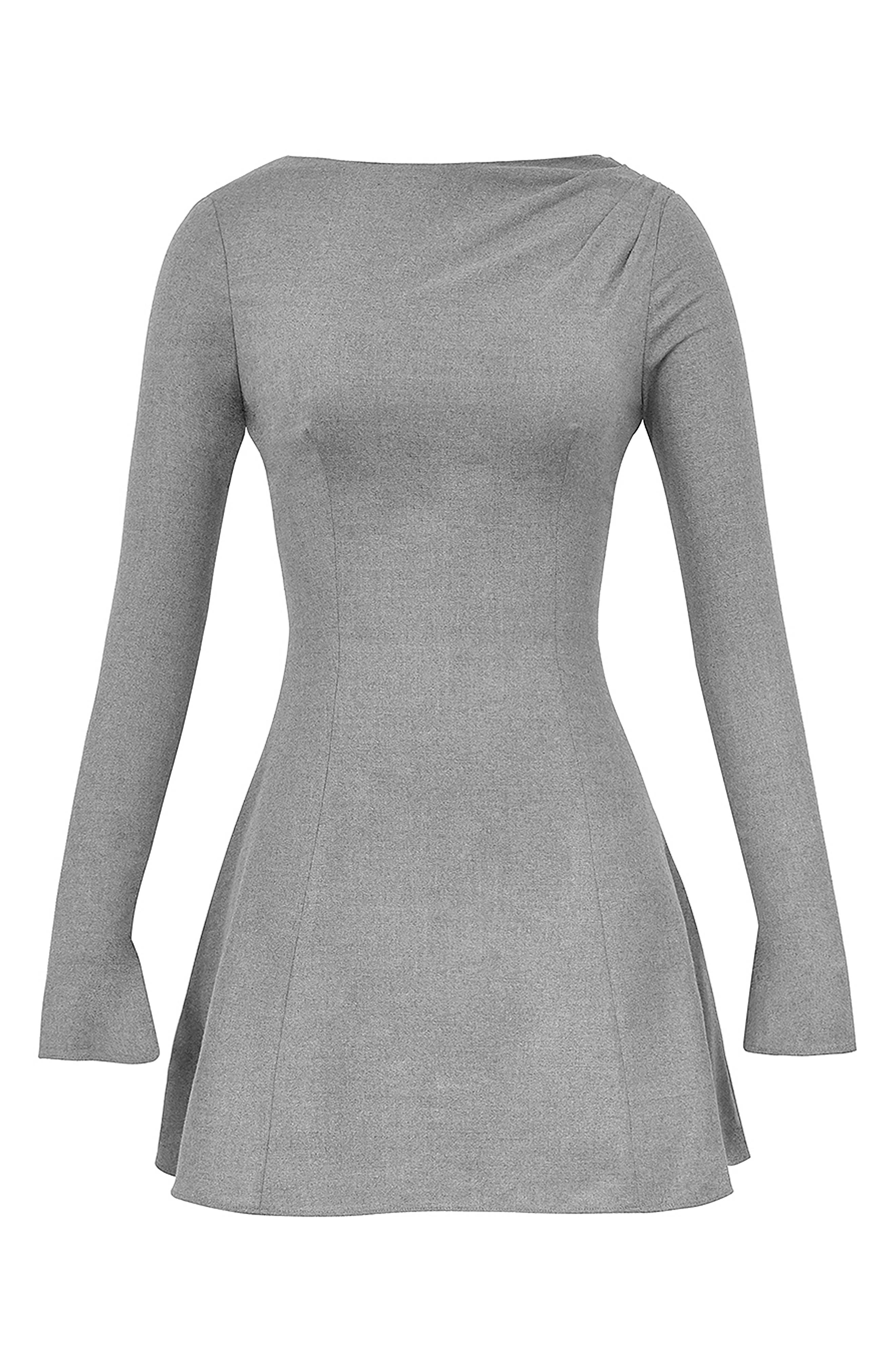 gray long sleeve dress outfit Long Sleeve Grey Lace Graduation Dresses for Junior Beaded Long Evening Prom Dress APD3433