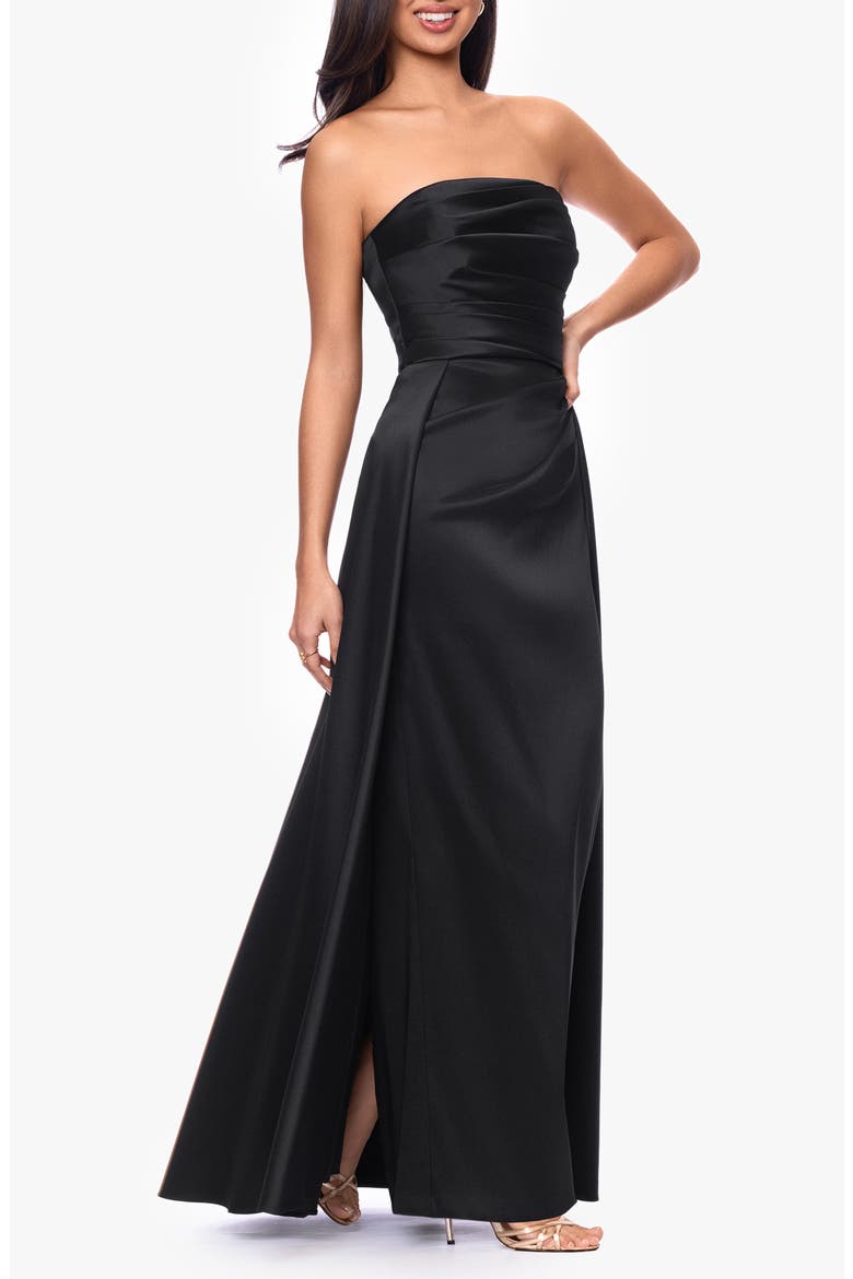 Mikado Strapless Gown, Alternate, color, BLACK