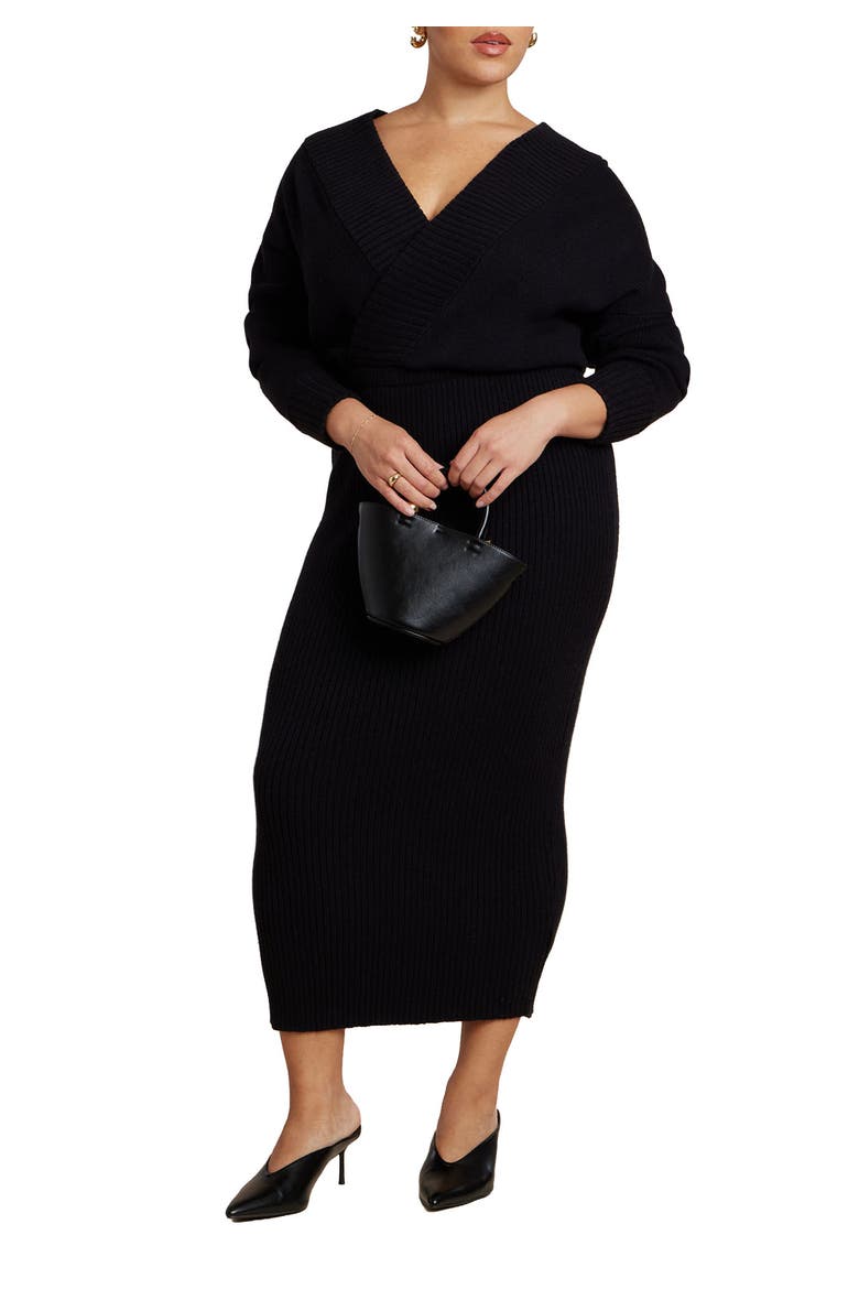 Wrap Sweater Maxi Dress, Main, color, BLACK ONYX
