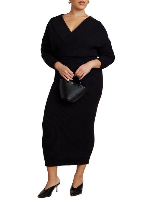 Wrap Sweater Maxi Dress (Plus)
