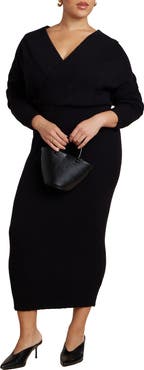ELOQUII Wrap Sweater Maxi Dress