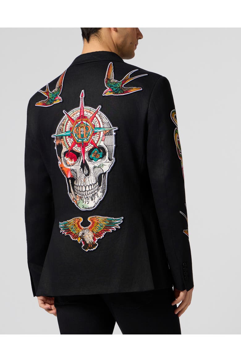 Gigolo Fit Blazer Tattoo Embroidery Men, Alternate, color, black