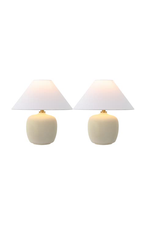 Delphi 18.25" Minimalist Scandinavian Resin/Iron LED Table Lamp (Set of 2)