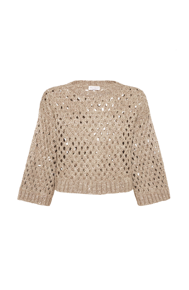 Brunello Cucinelli Dazzling Net sweater, Main, color, Warm Beige