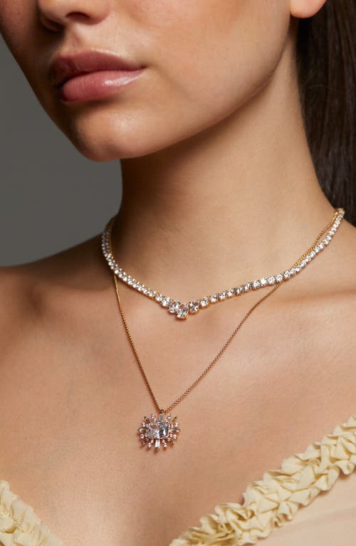 Nadri Stellar Full Halo Cubic Zirconia Pendant Necklace In Gold