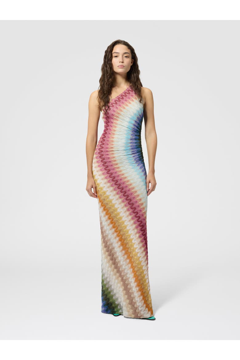 One-shoulder Long Viscose Lace Dress, Alternate, color, Multicoloured