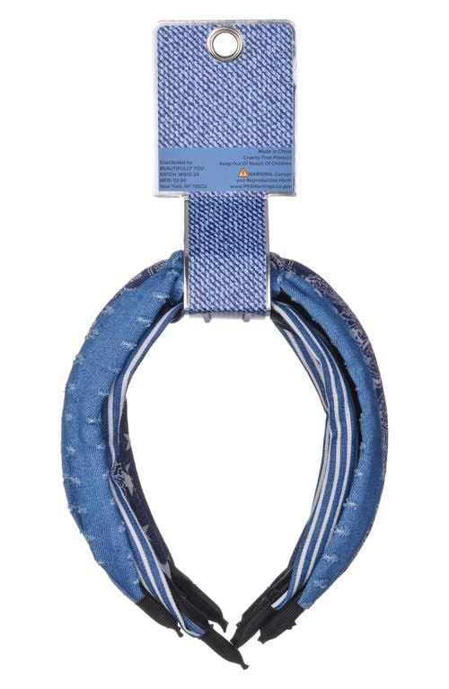 Beautifully You Kids' 4-pack Denim Headbands In Blue Multi