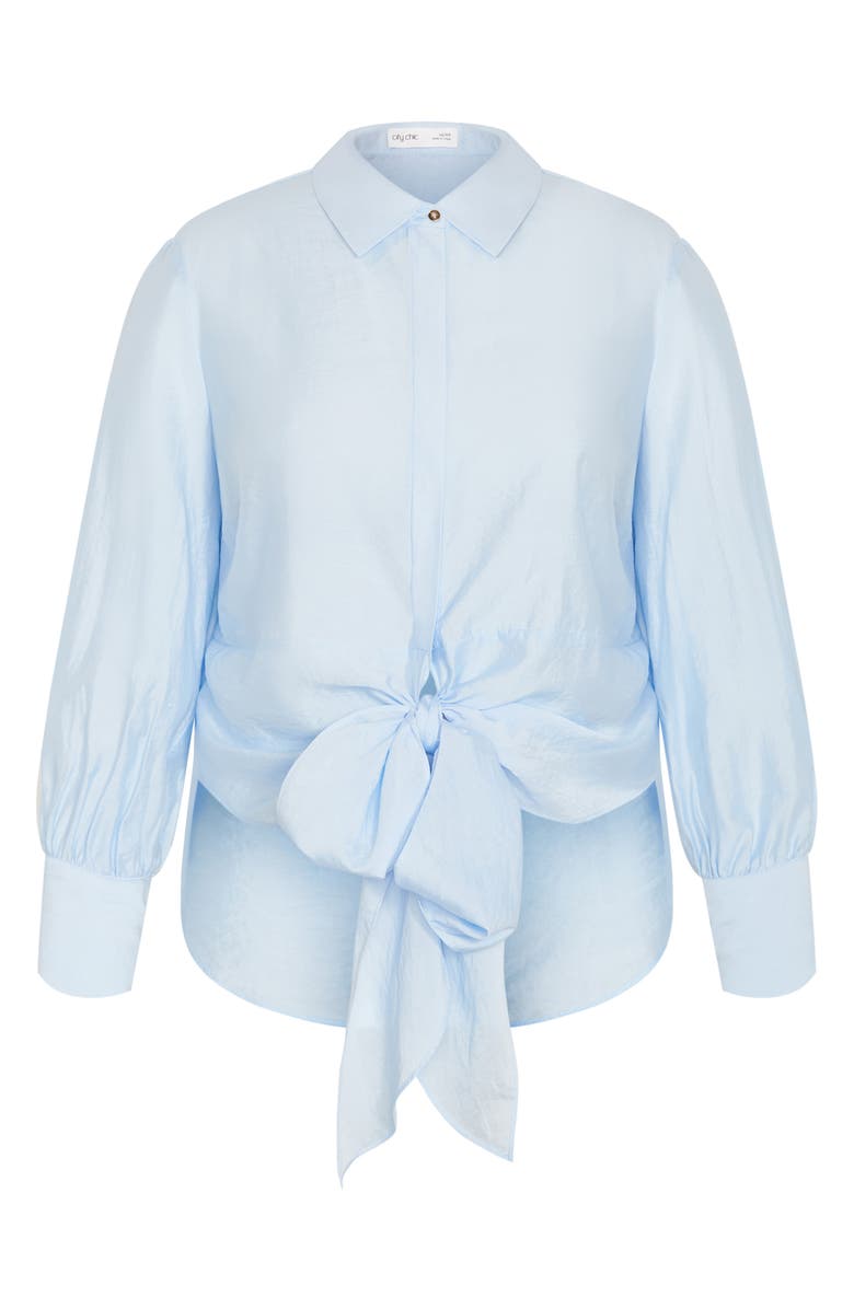 City Chic Elena Tie Waist Shirt, Alternate, color, Sky Blue