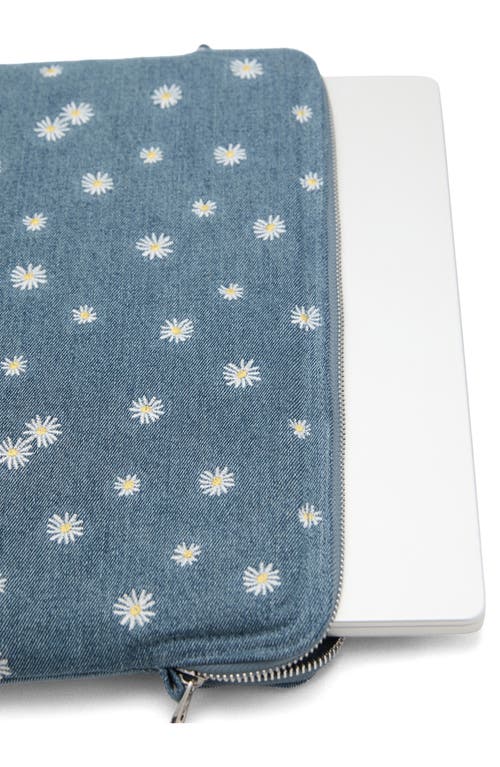 Mango Floral Embroidered Denim Laptop Case In Blue