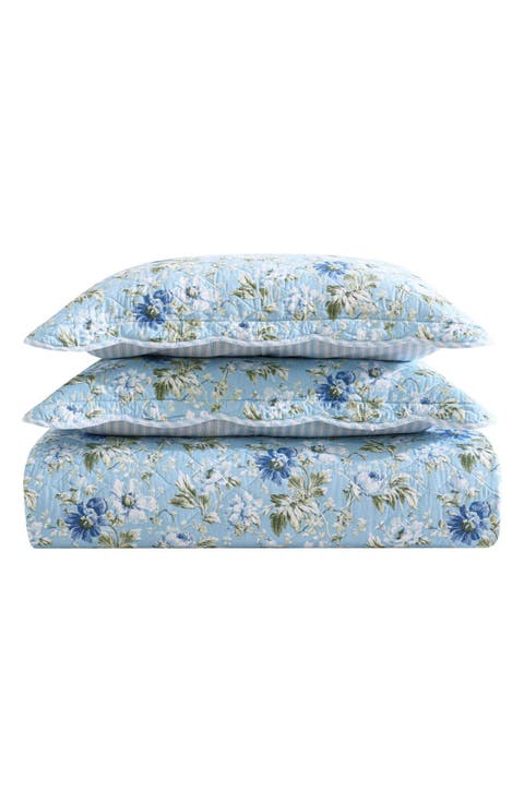 Peony Garden Cotton Quilt & Sham 3-Piece Set