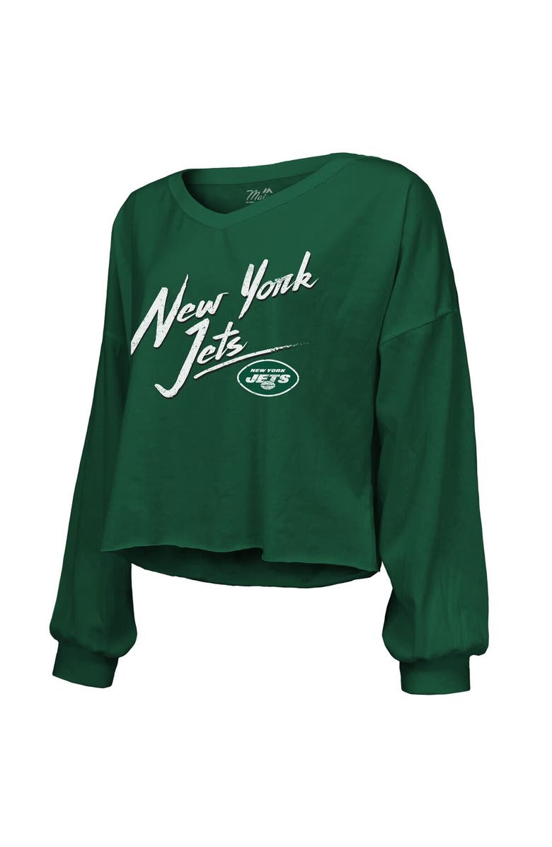 Majestic Threads Women's Majestic Threads Aaron Rodgers Green New York Jets Off-Shoulder Script Name & Number Long Sleeve T-Shirt, Alternate, color,