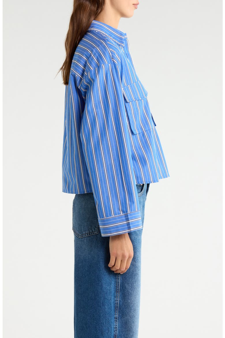 Stripe Double Pocket Cotton Button-Up Shirt, Alternate, color, BLUE ROWAN STRIPE