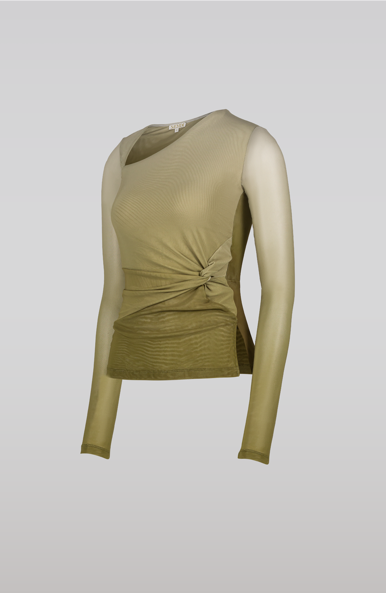 SAEMDI Gradient Mesh Top, Alternate, color, Olive Green Gradient