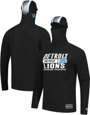 New Era Men's New Era Black Detroit Lions Functional Fandom Balaclava Helmet Stripe Tri-Blend Hoodie