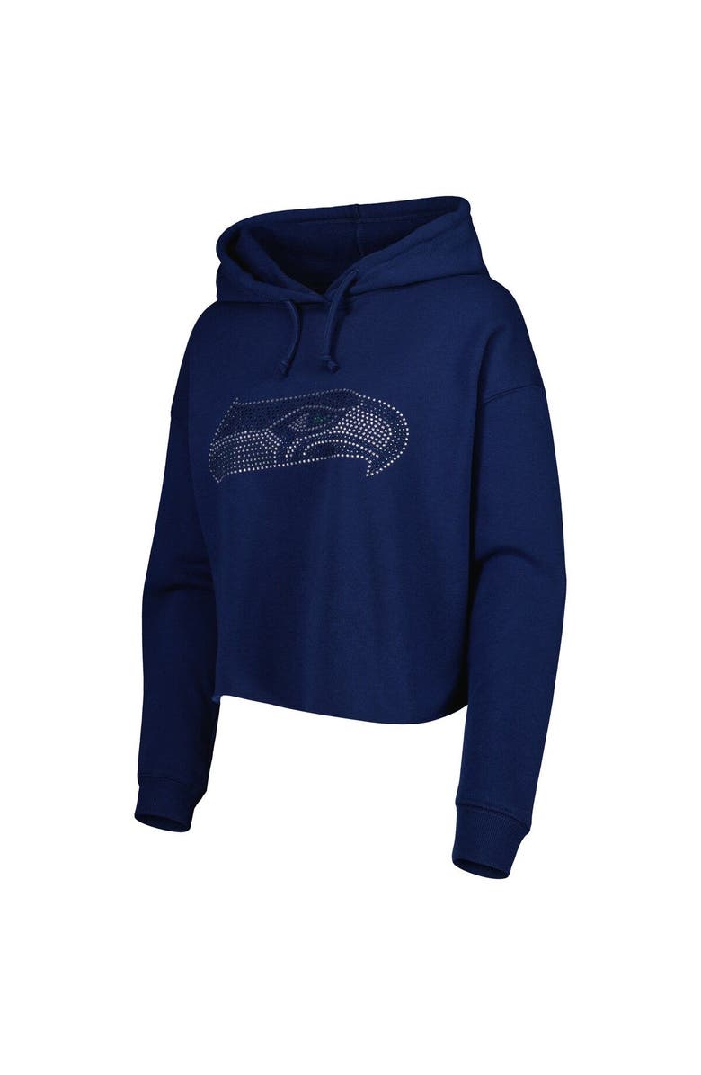 CUCE Women's Cuce College Navy Seattle Seahawks Crystal Logo Cropped Pullover Hoodie, Alternate, color, Navy