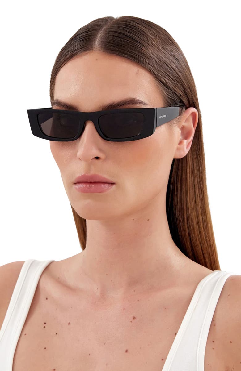Saint Laurent 52mm Rectangular Sunglasses, Alternate, color,