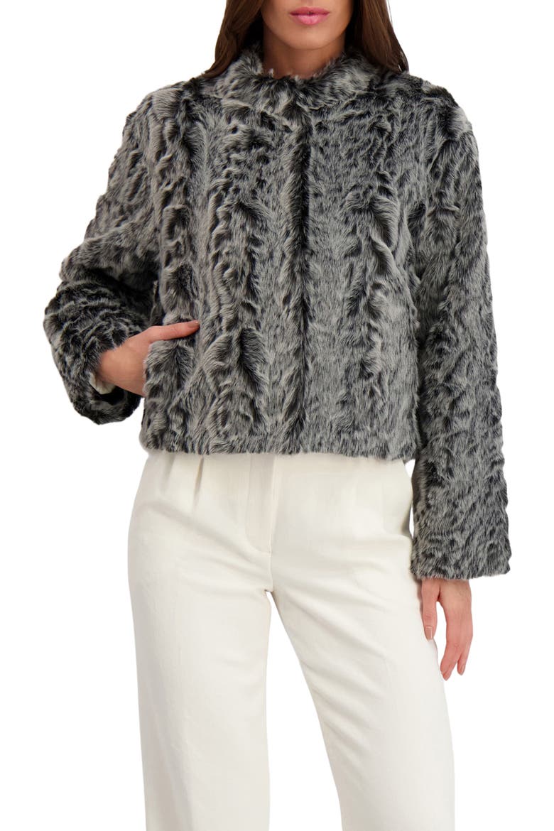 Fur-Free Lamb (Faux Fur) Jacket, Main, color, BLACK SNOWTOP