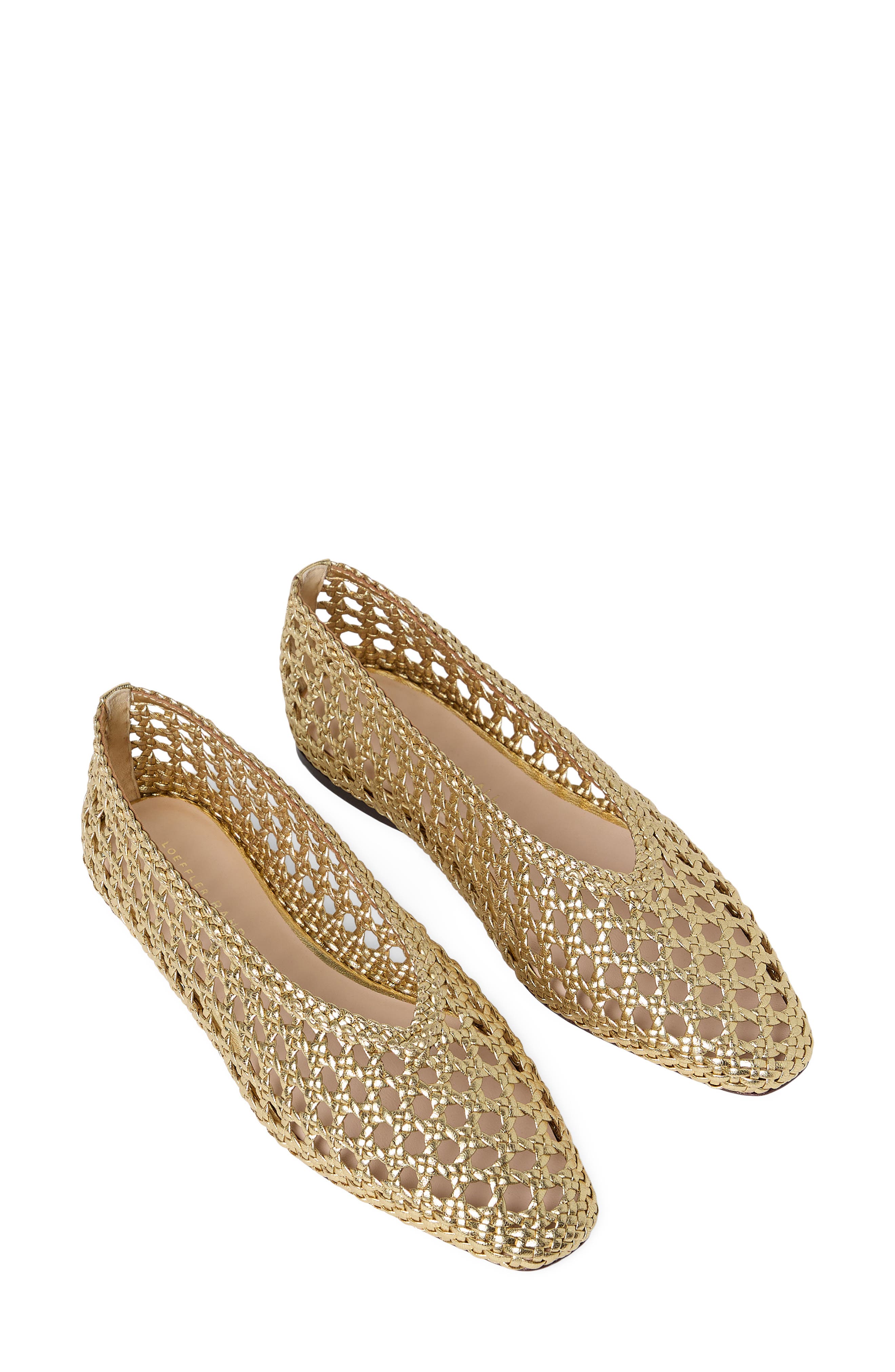 Loeffler Randall Emery Woven Ballet Flat, Alternate, color, Gold