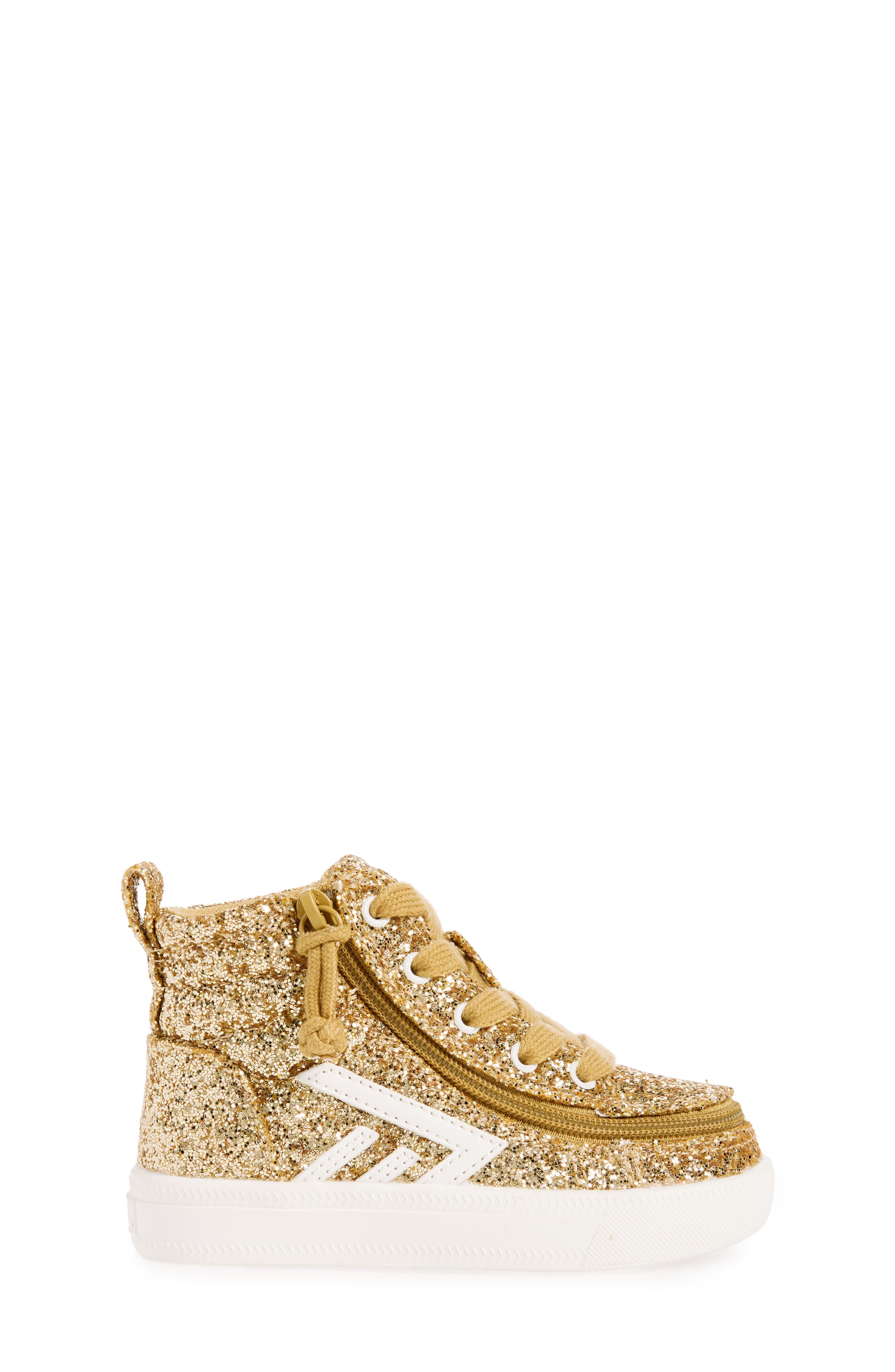 BILLY Footwear Kids' Classic Glitter High Top Sneaker, Alternate, color, Champagne Glitz