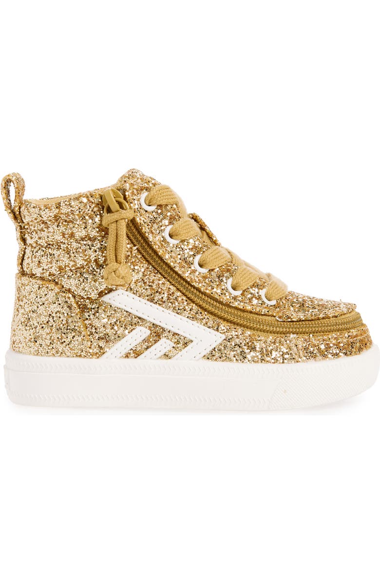 BILLY Footwear Kids' Classic Glitter High Top Sneaker, Alternate, color, Champagne Glitz