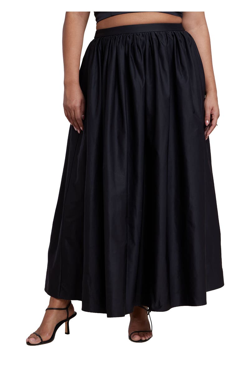 ELOQUII Taffeta Full Maxi Skirt, Main, color, Black Onyx
