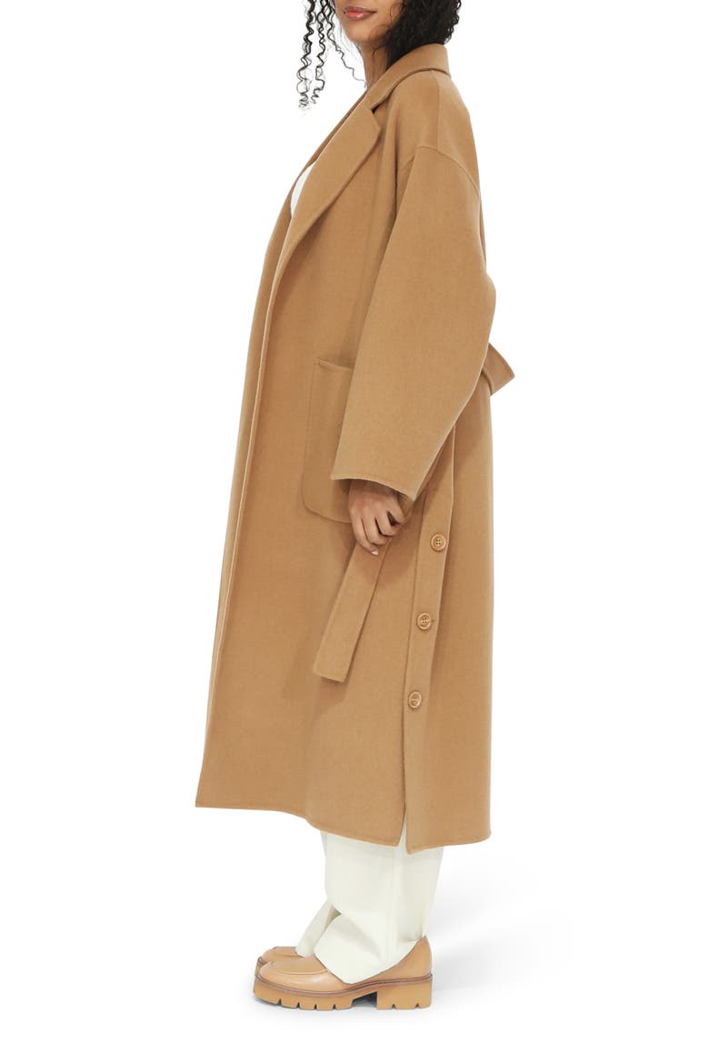 Wide Awake Split Hem Wool Blend Coat, Alternate, color, CAMEL