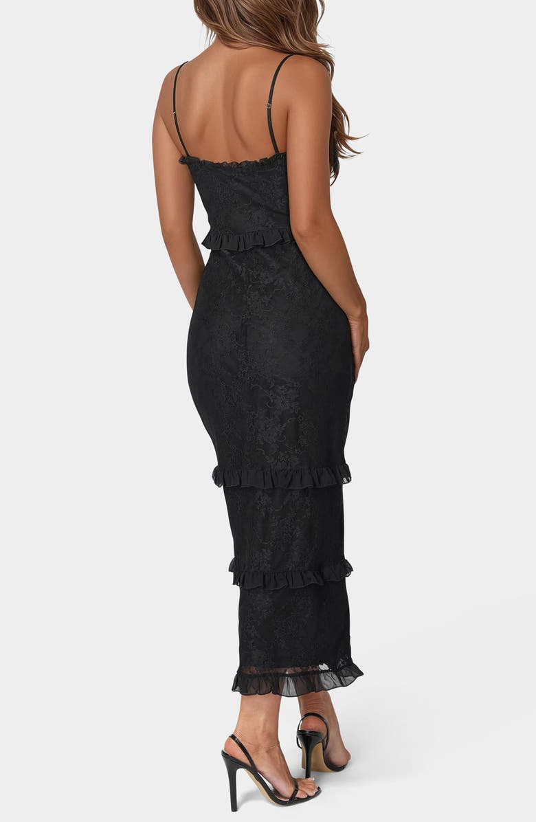 bebe Lace Ruffle Maxi Dress, Alternate, color,