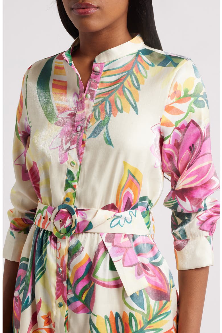 Suzette Shimmer Floral Mini Shirtdress, Alternate, color, CREAM MULTI
