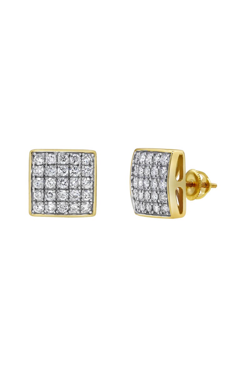 Block Beat 14K Yellow Gold Diamond Stud Earrings - 1ct., Main, color, 14K Yellow Gold