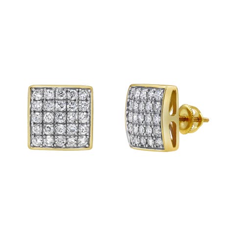 Block Beat 14K Yellow Gold Diamond Stud Earrings - 1ct.