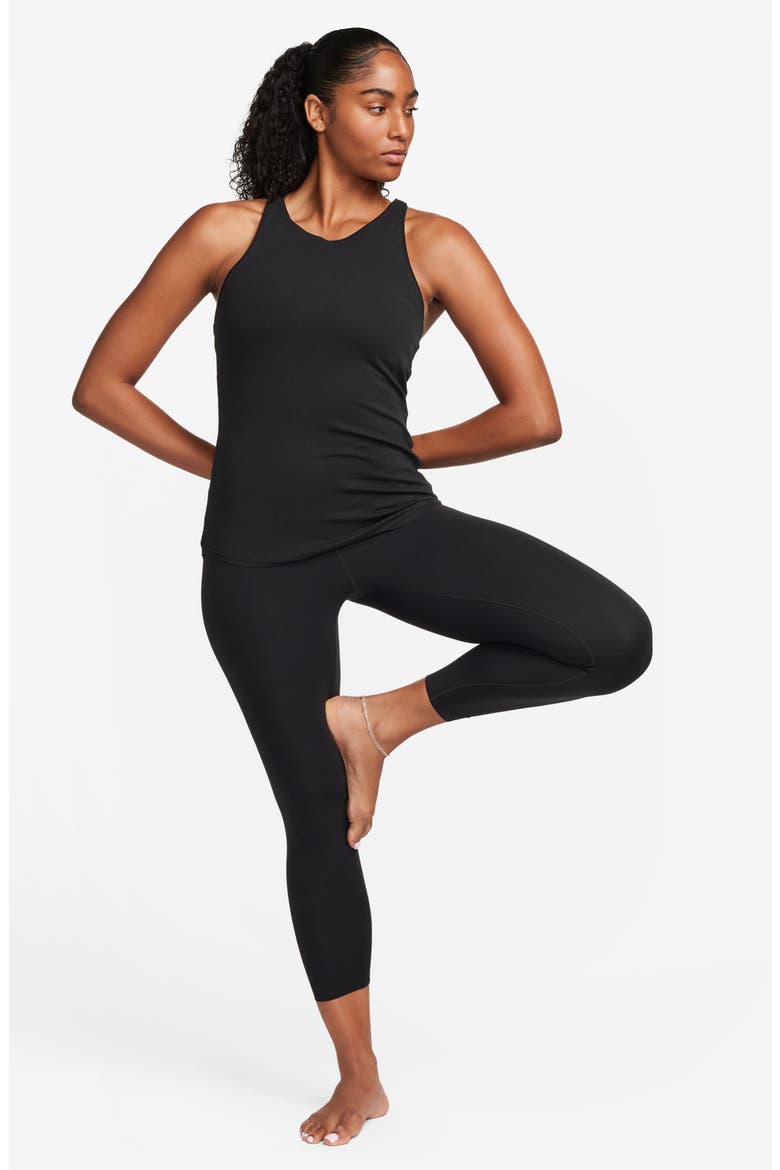 Yoga Luxe Rib Tank Top, Alternate, color, BLACK