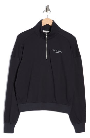 Rag & Bone Terry Half Zip Pullover In Black