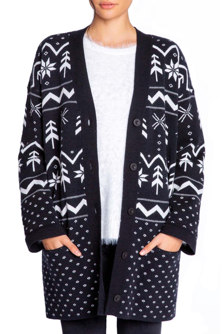 Alpine Night Cardigan, Main, color, BLACK