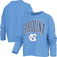 PRESSBOX Women's Pressbox Carolina Blue North Carolina Tar Heels Motley Boxy Waist-Length Long Sleeve T-Shirt