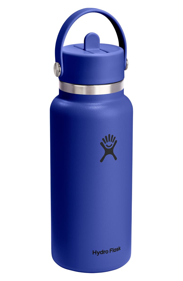 Hydro Flask 32-Ounce Wide Mouth Flex Straw Cap Bottle, Alternate, color, Capri Blue