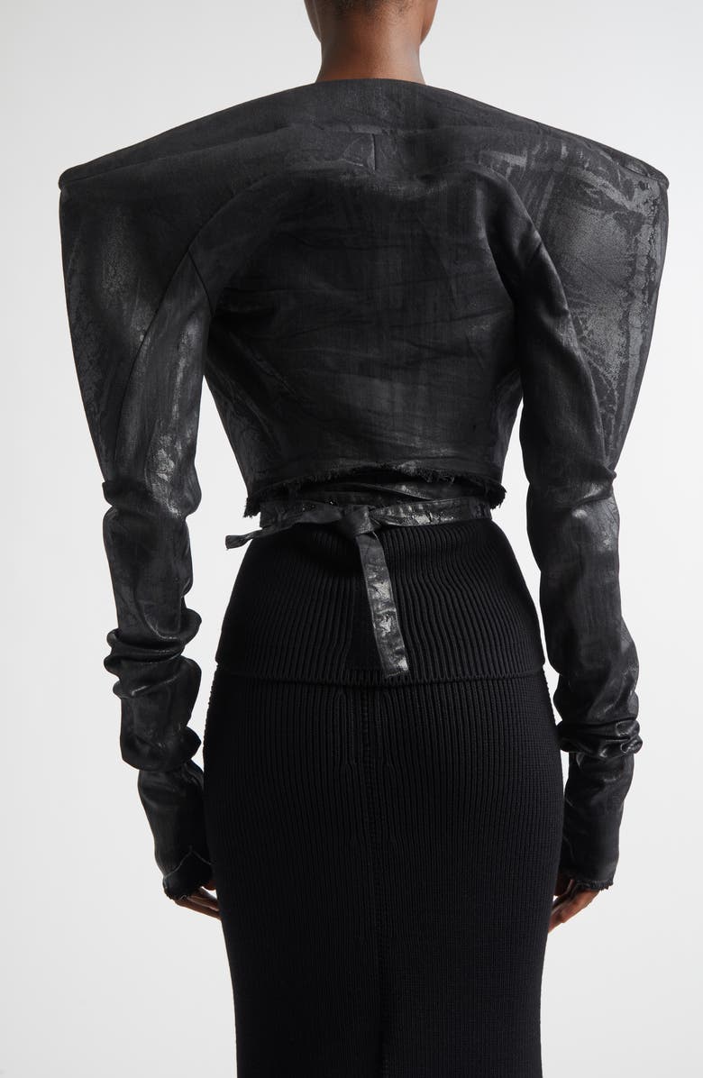 Rick Owens Megacrust Denim Crop Jacket, Alternate, color, Black