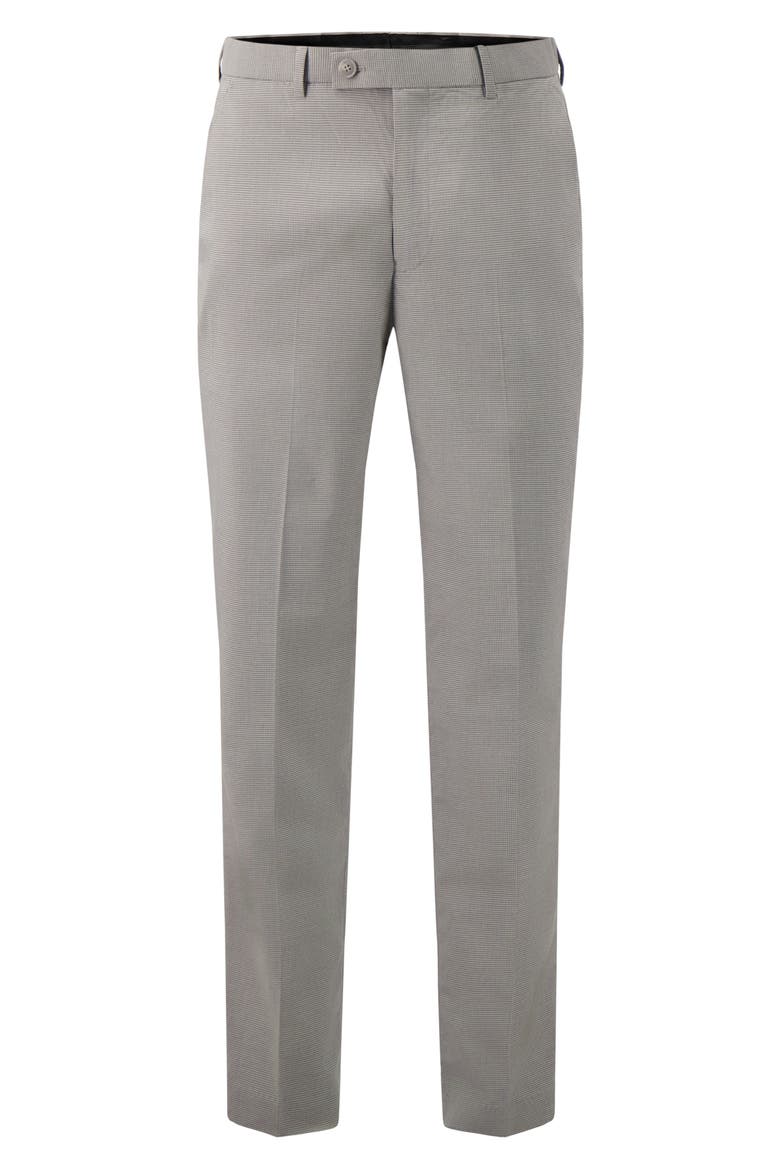 Vince Flat Front Small Check Stretch Dress Pants, Alternate, color, LIGHT GREY