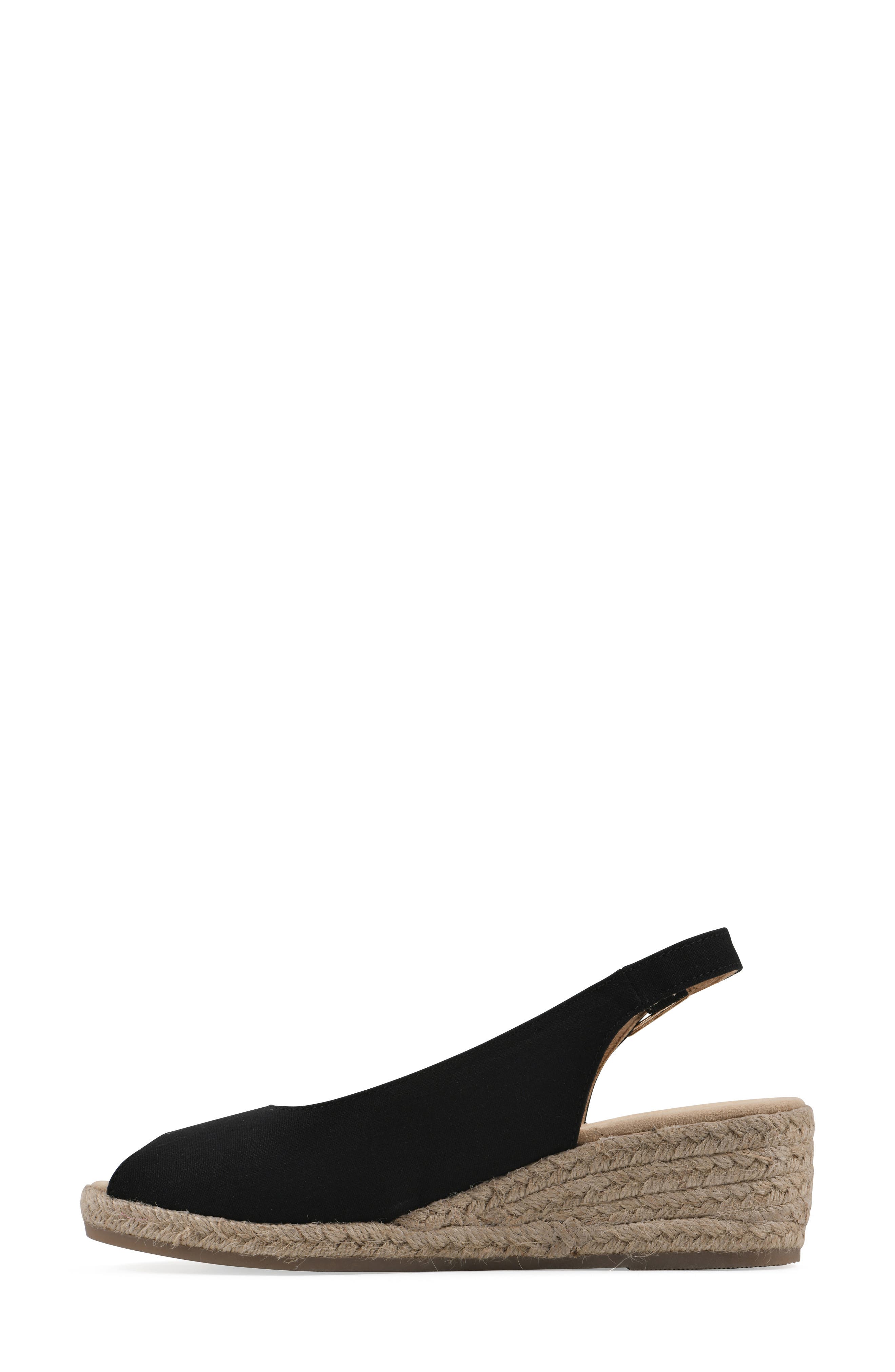 White Mountain Footwear Maize Slingback Wedge Sandal, Alternate, color, Black Fabric