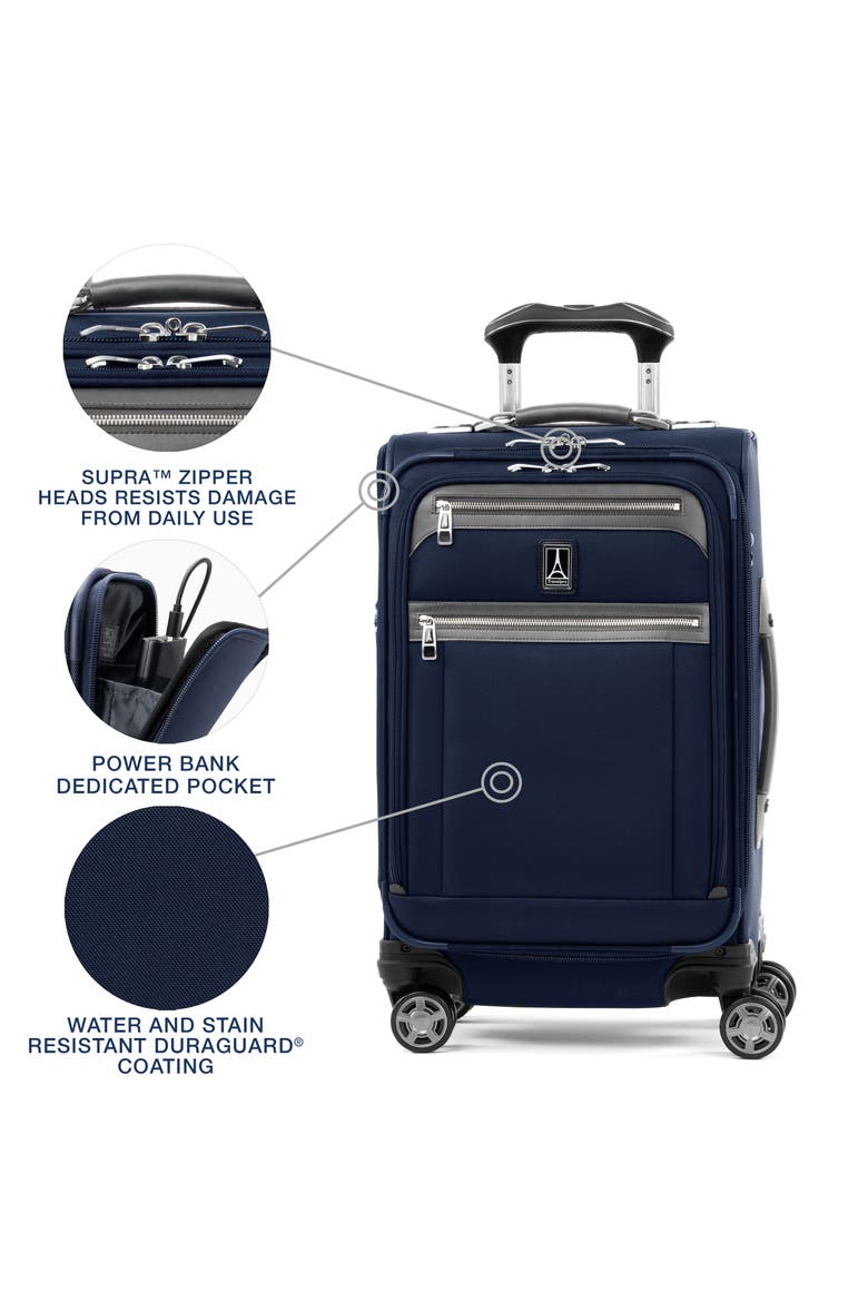 Platinum Elite Softside Expandable 21" Carry On Spinner Luggage, Alternate, color, Dark Blue