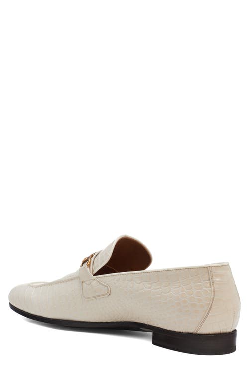 Tom Ford Gigi Chain Croc Embossed Loafer In Cream