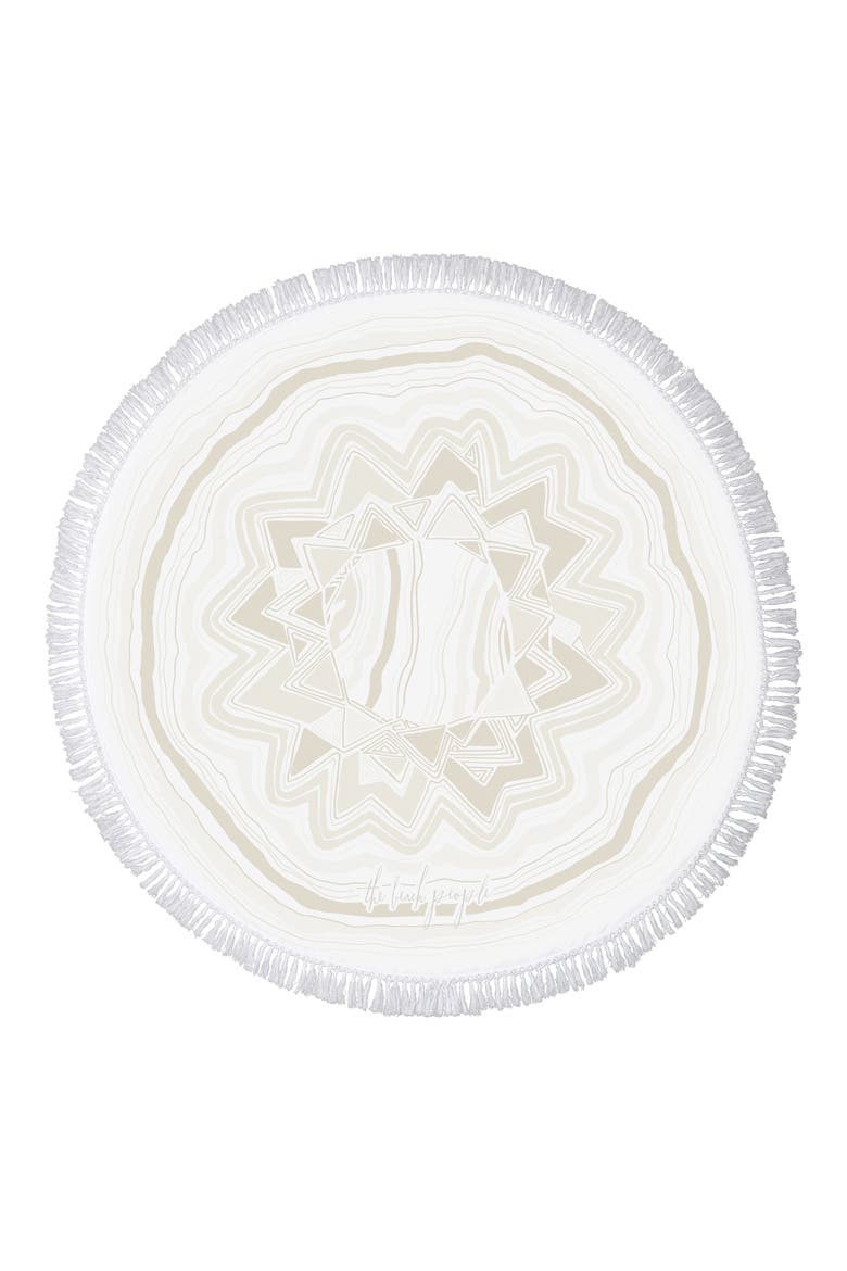 Mirage Roundie Beach Towel, Main, color, SAND AND WHITE