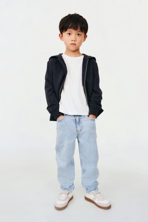 Tapered cotton-blend jeans