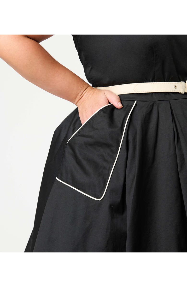 Unique Vintage Plus Size Shirt Swing Dress, Alternate, color, Black & White Trim