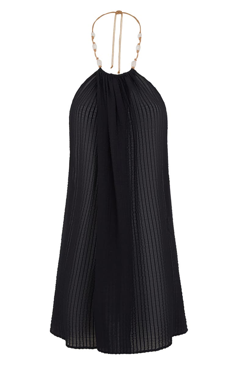 ViX Paula Hermanny Cloe Halter Cover-Up Minidress, Alternate, color, Black