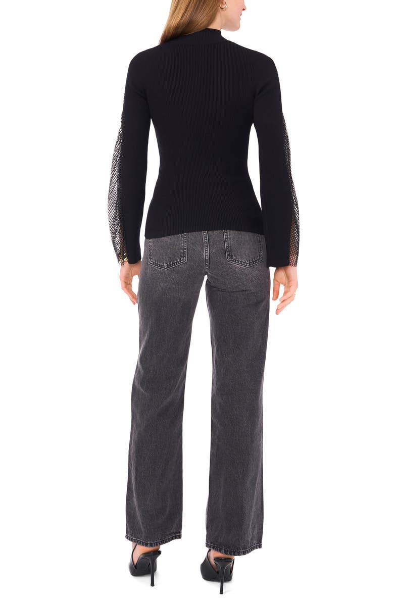 Vince Camuto Rhinestone Rib Mock Neck Knit Top, Alternate, color,