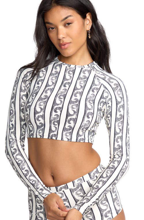 Billabong Wave Watcher Long Sleeve Crop Upf 50+ Rashguard In Gray