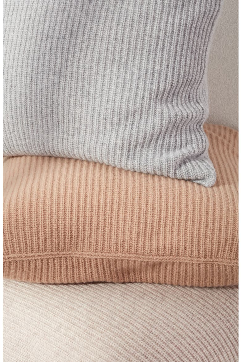Rib Wool & Cashmere Accent Pillow, Alternate, color, GREY DOVE HEATHER