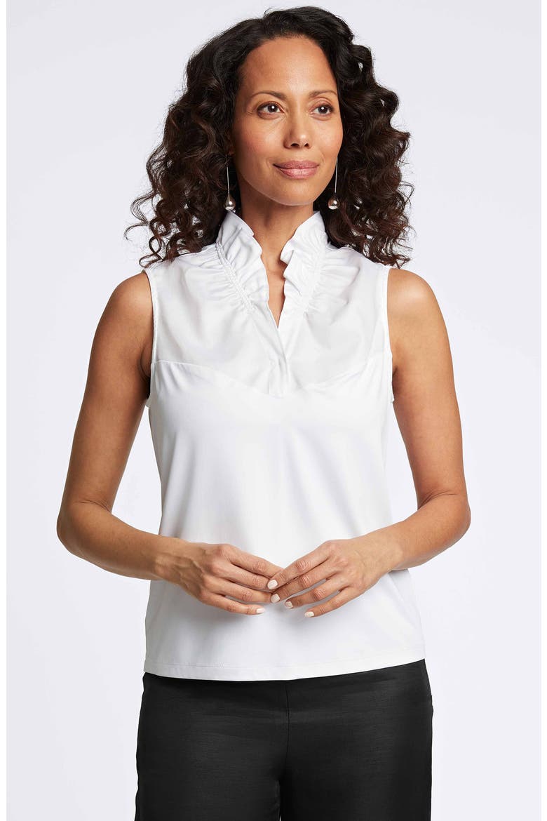 Tammy Ruffle Sleeveless Top, Alternate, color, WHITE