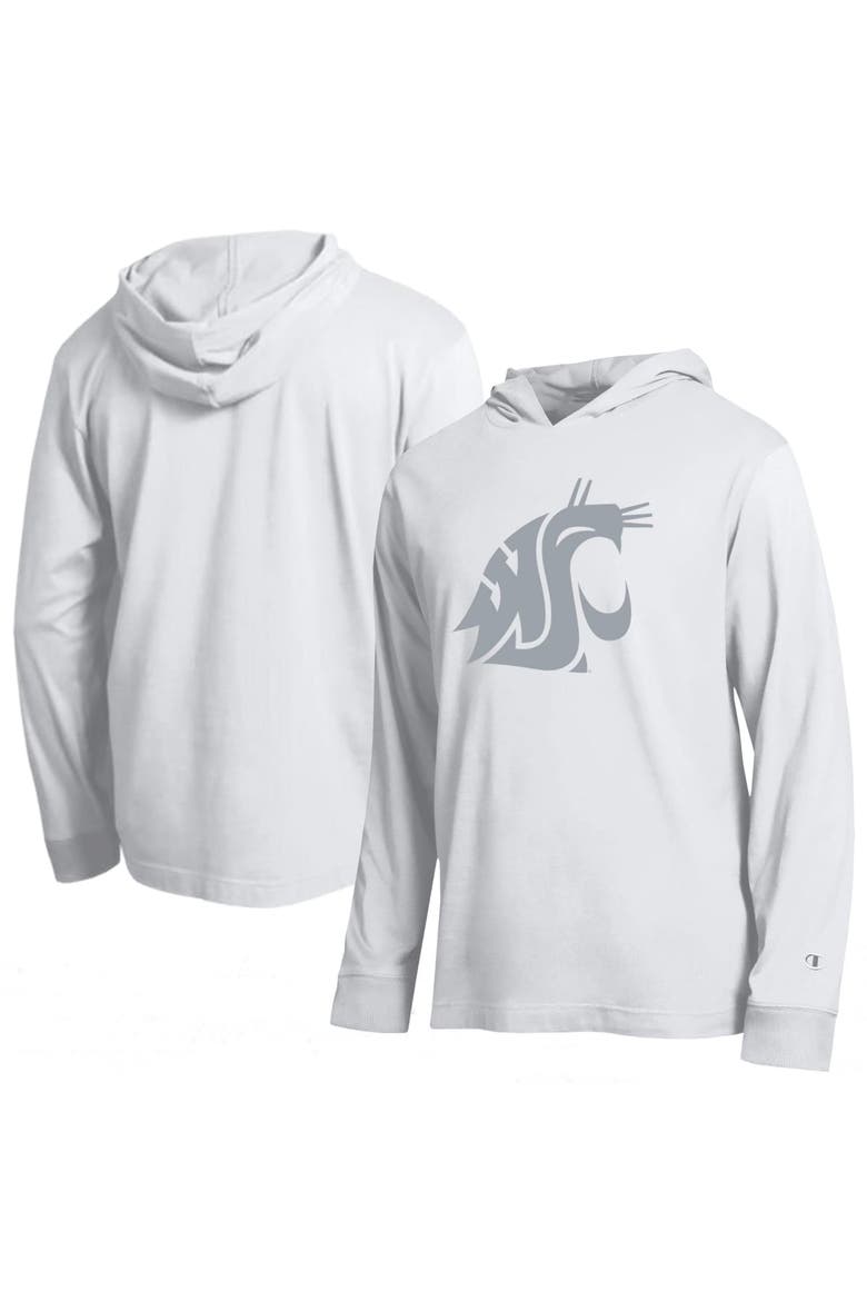 Men's Champion  White Washington State Cougars Tonal All-Star Long Sleeve Hooded T-Shirt, Main, color, White